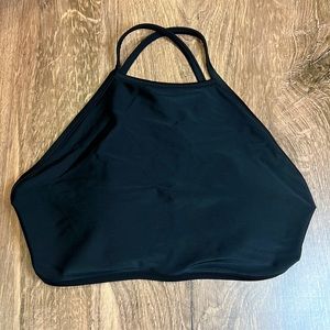 Black aerie swimsuit top high neck line crisscross back